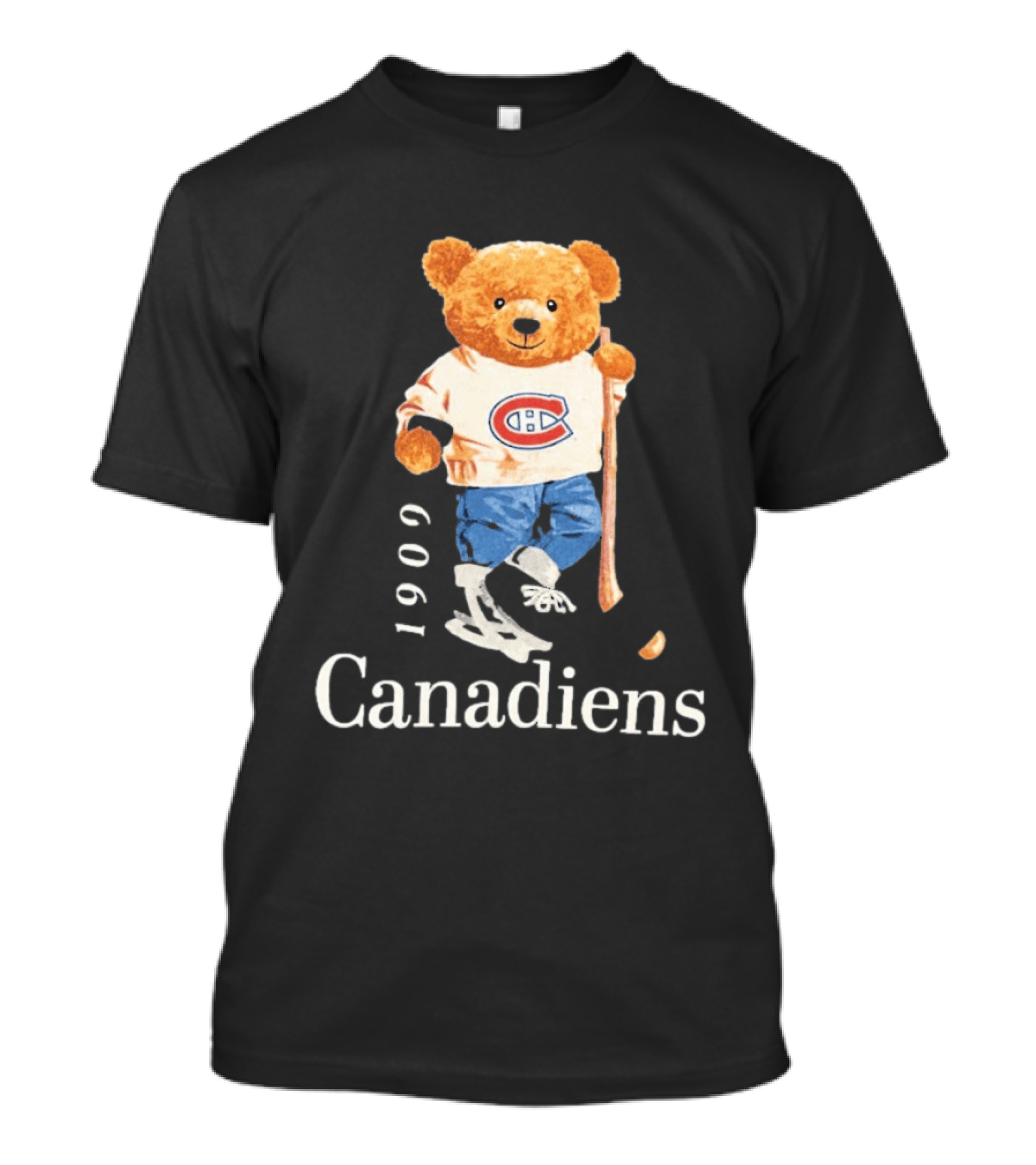 Montreal Canadiens 1909 Hockey Bear With Stick And Skates T-Shirt
