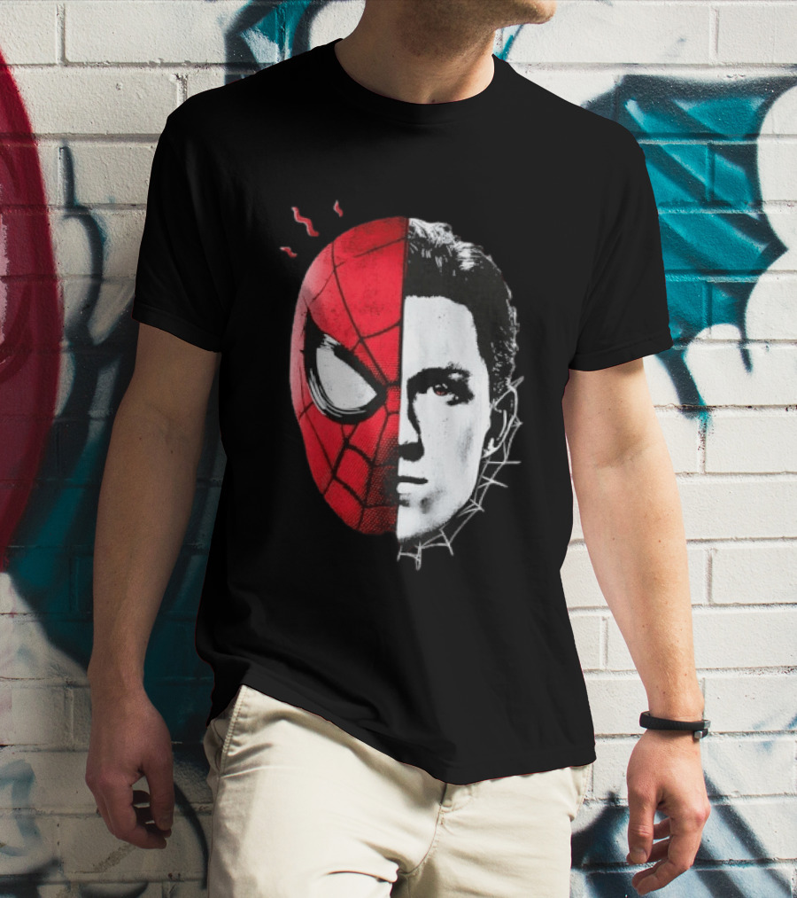 Tom Holland Spider Man Split Face Marvel Mashup T-Shirt