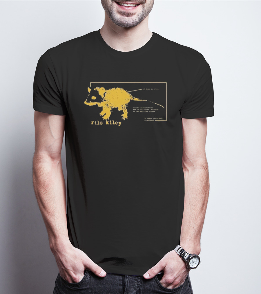 Rilo Kiley Possum Schematic Diagram With Bold Yellow Color T-Shirt
