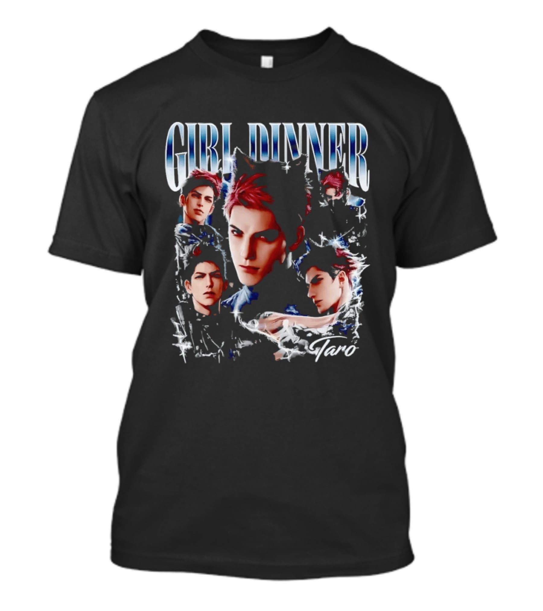 Girl Dinner Taro Valko Anime Character Faces T-Shirt
