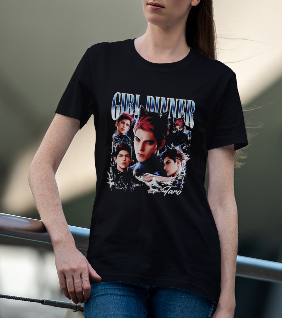 Girl Dinner Taro Valko Anime Character Faces T-Shirt