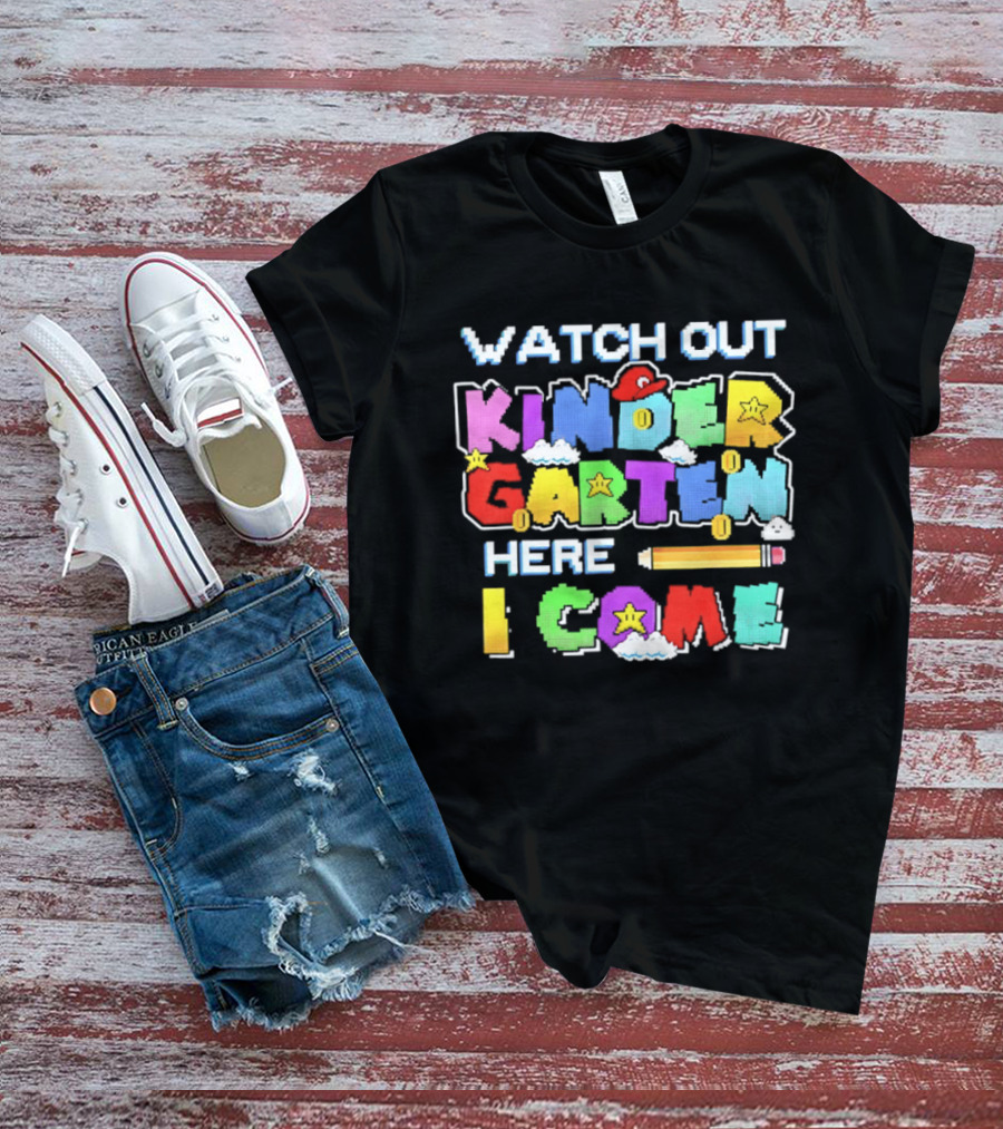 Out Kindergarten Here I Come Fun Colorful Back To School Kids T-Shirt