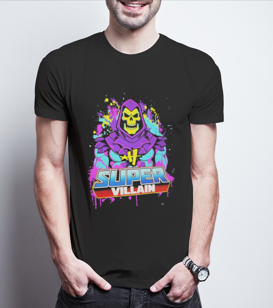 Skeletor Super Villain Masters Of The Universe Colorful Paint Splatter T-Shirt