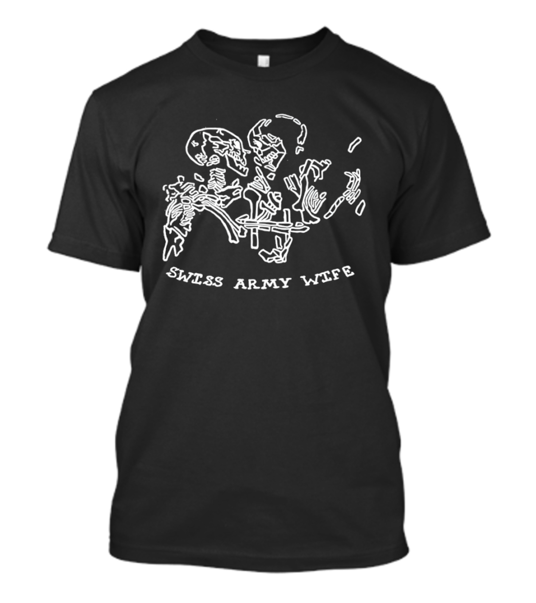 Swiss Army Wife Skeletons Kissing Romance T-Shirt