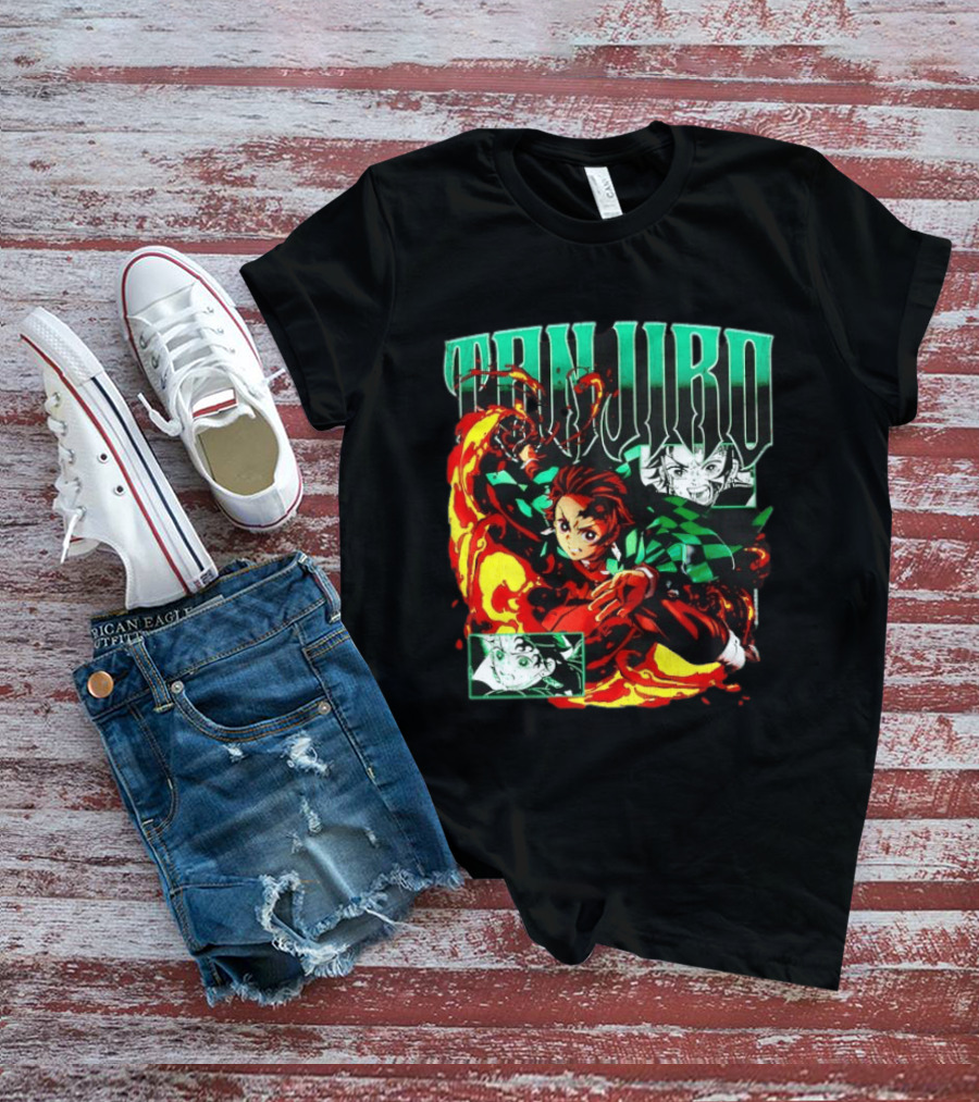Tanjiro Kamado Flames Demon Slayer Anime Kimetsu No Yaiba T-Shirt