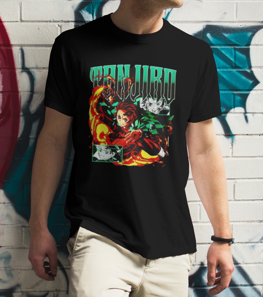 Tanjiro Kamado Flames Demon Slayer Anime Kimetsu No Yaiba T-Shirt