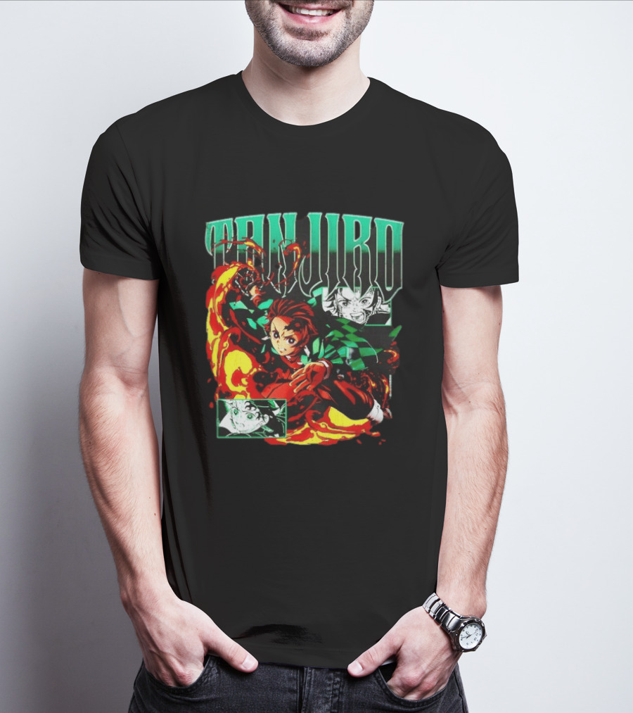 Tanjiro Kamado Flames Demon Slayer Anime Kimetsu No Yaiba T-Shirt