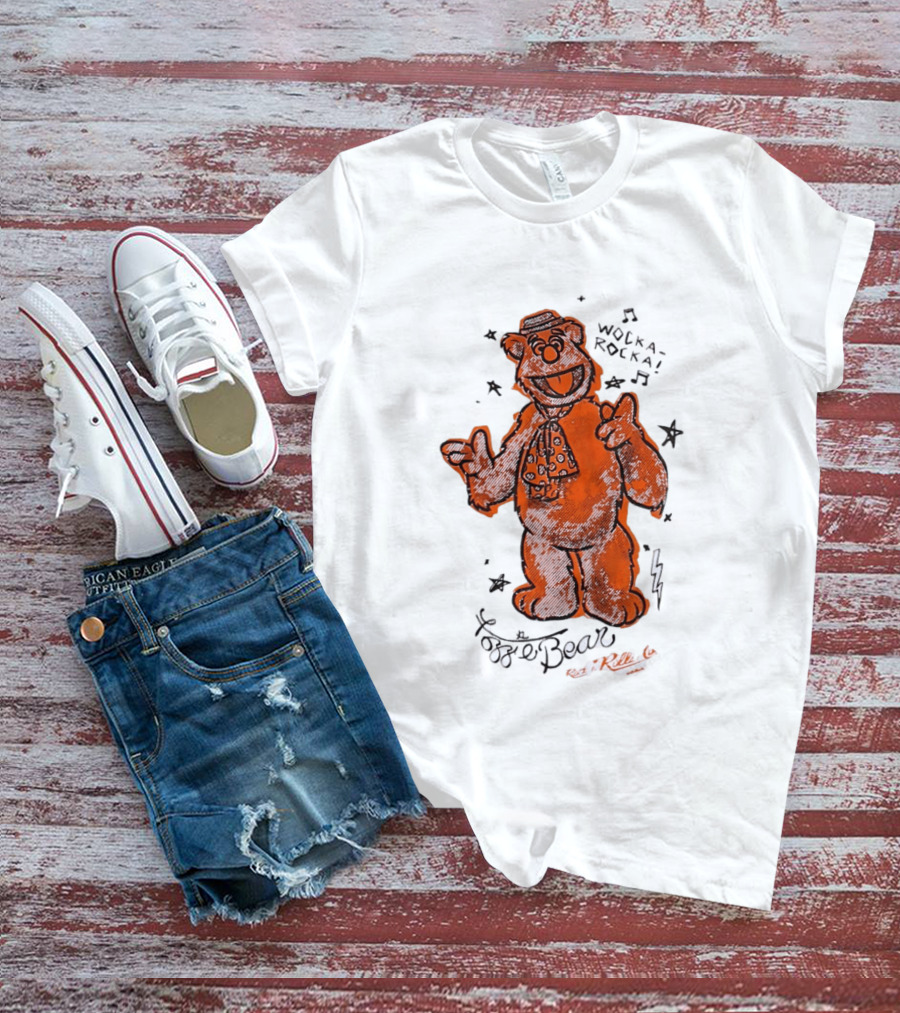 Fozzie Bear Wocka Rocka Rock N Roller Muppet Tie Star Music Notes T-Shirt