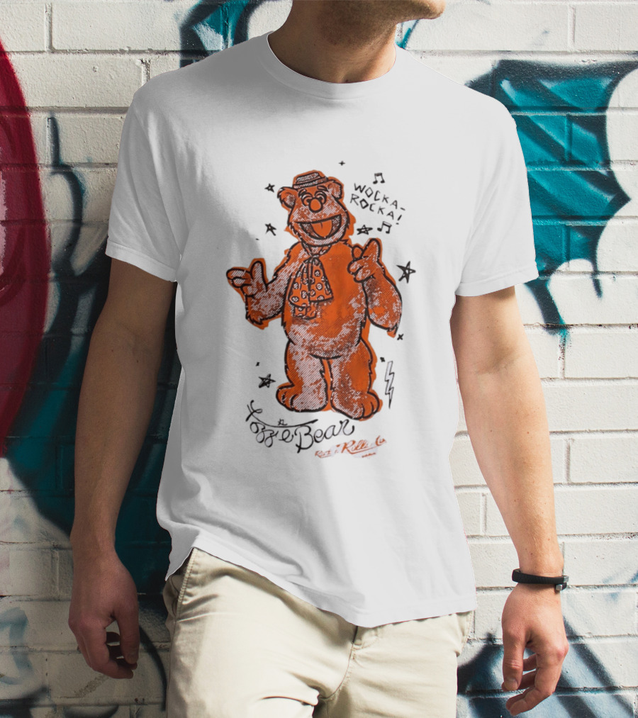 Fozzie Bear Wocka Rocka Rock N Roller Muppet Tie Star Music Notes T-Shirt