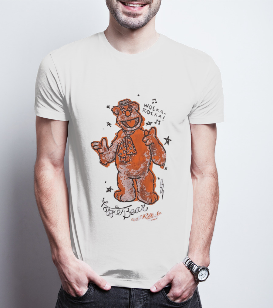 Fozzie Bear Wocka Rocka Rock N Roller Muppet Tie Star Music Notes T-Shirt