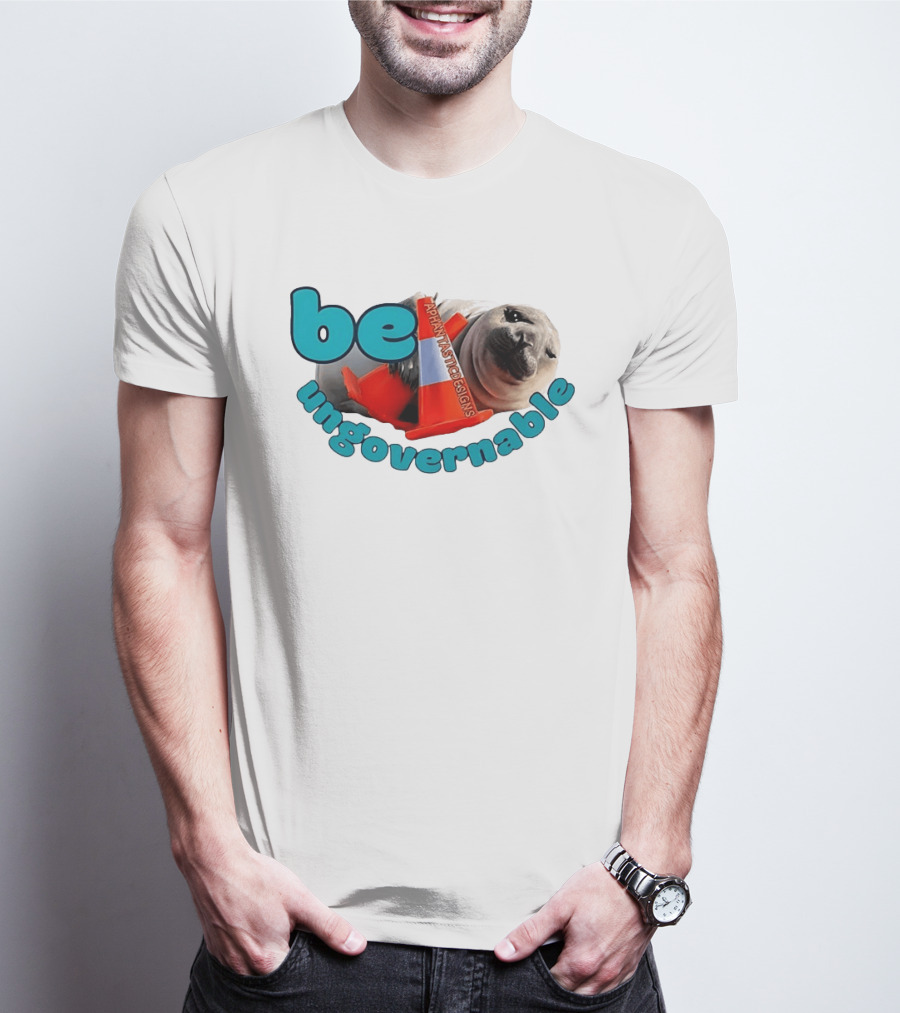Be Ungovernable Seal Holding Traffic Cone Aphantastic Designs T-Shirt
