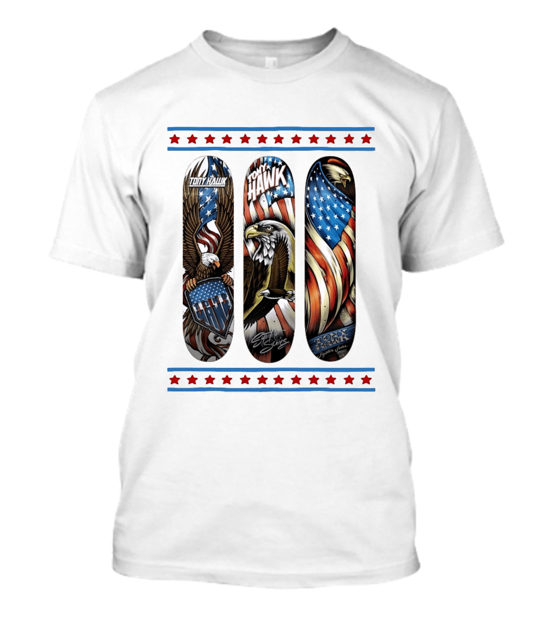 Tony Hawk Skateboard Eagle American Flag Stars Series T-Shirt