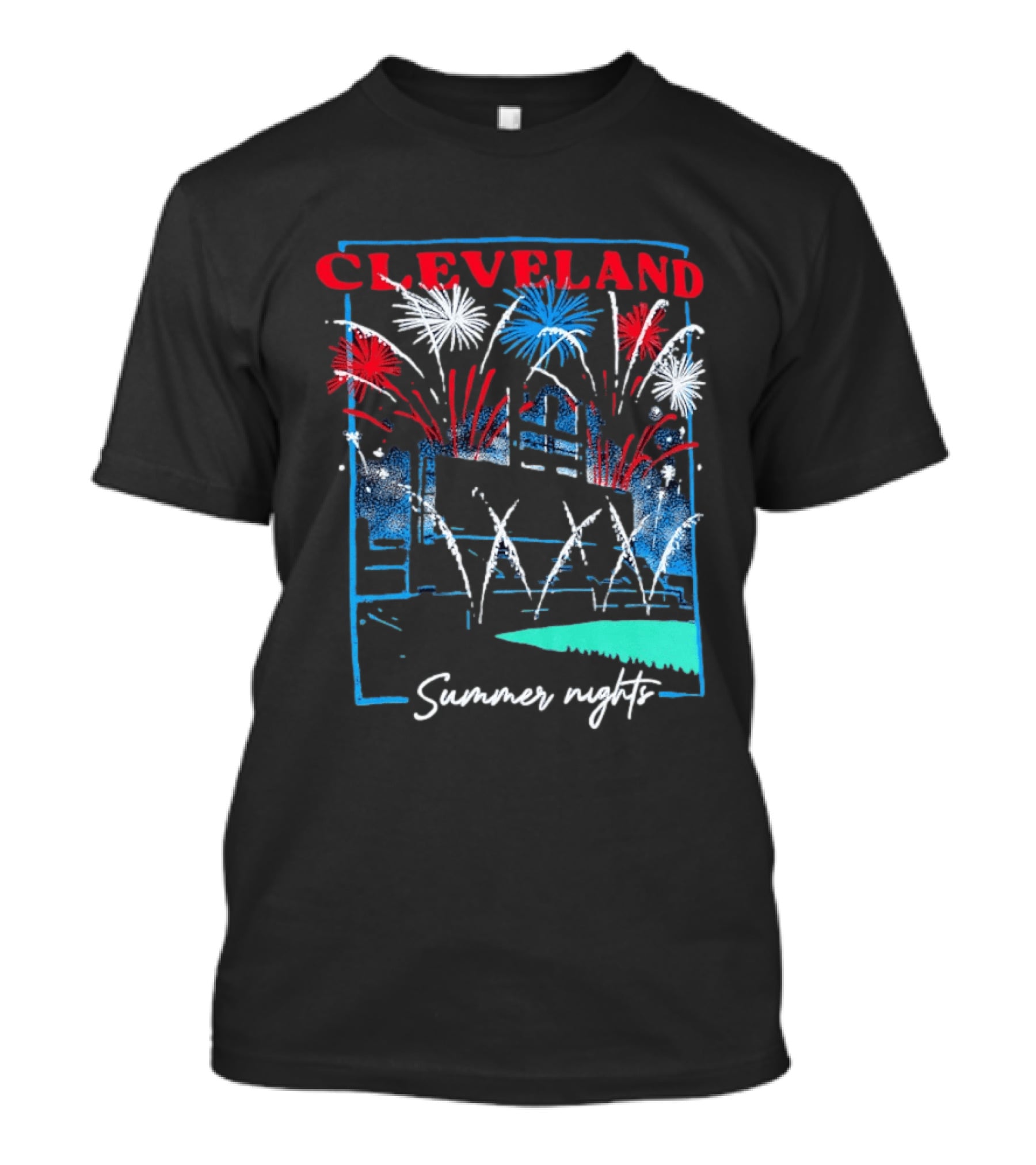 Cleveland Fireworks Summer Nights Baseball City Love T-Shirt