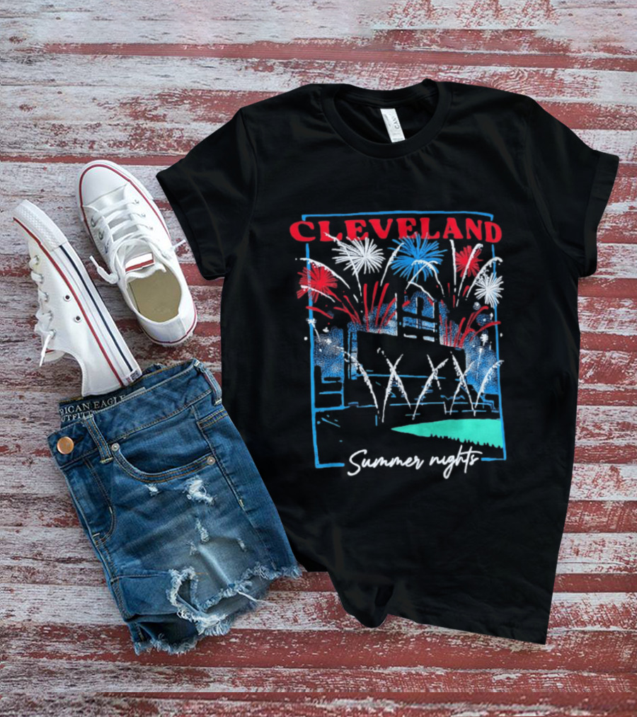 Cleveland Fireworks Summer Nights Baseball City Love T-Shirt
