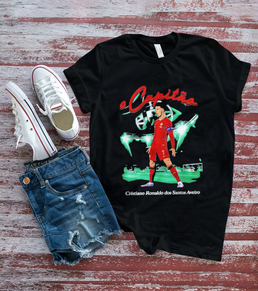 Cristiano Ronaldo O Capitão 7 Dos Santos Aveiro Celebrating Soccer Stadium T-Shirt