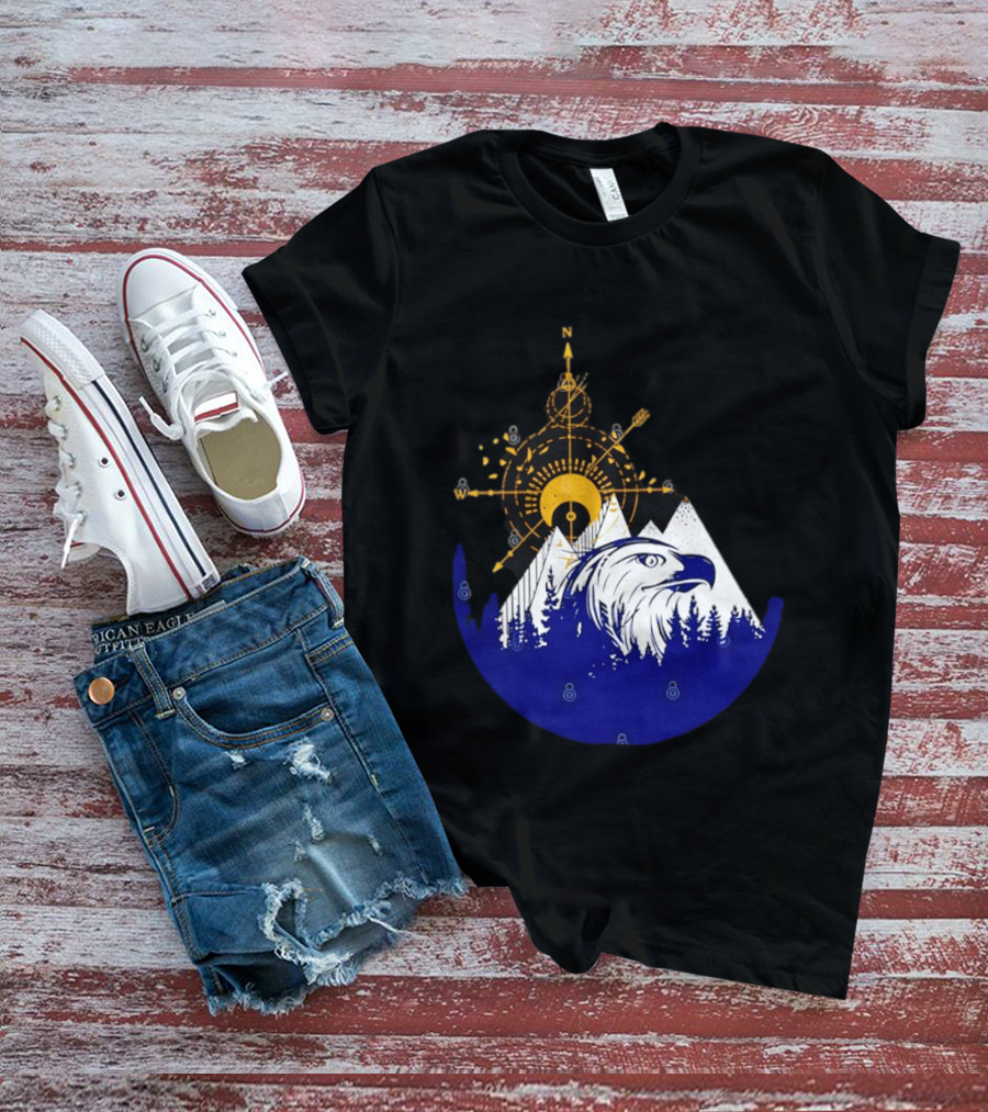 Eagle And Compass With Mountain Forest T-Shirt