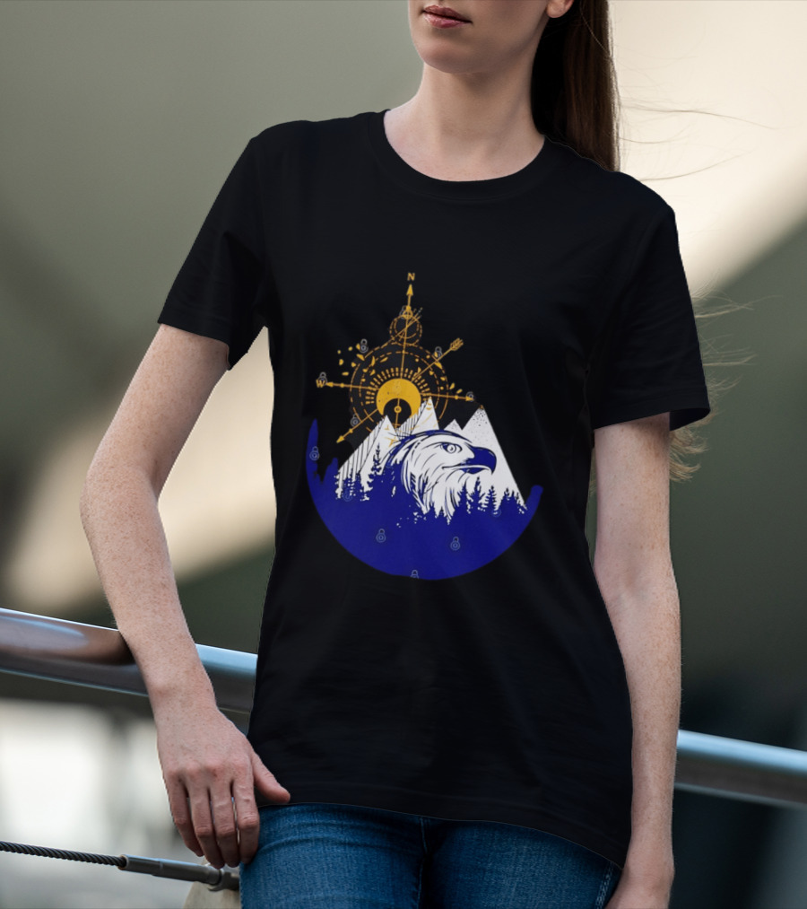 Eagle And Compass With Mountain Forest T-Shirt