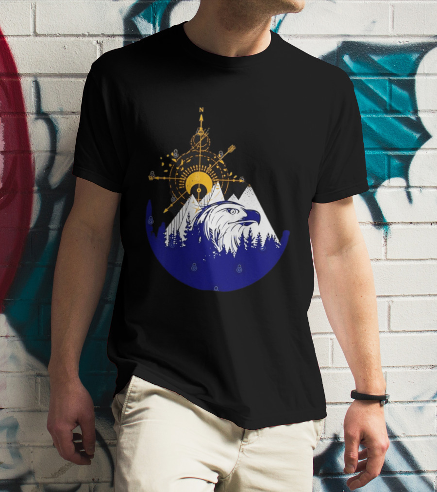 Eagle And Compass With Mountain Forest T-Shirt
