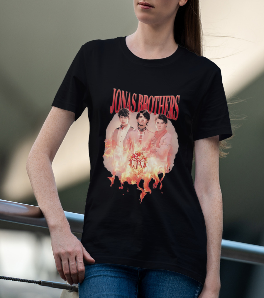 Jonas Brothers Fire Flame Trio Band Photography T-Shirt
