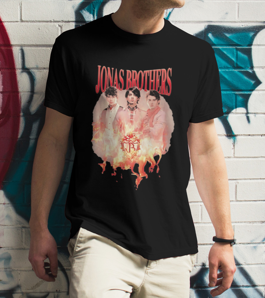 Jonas Brothers Fire Flame Trio Band Photography T-Shirt