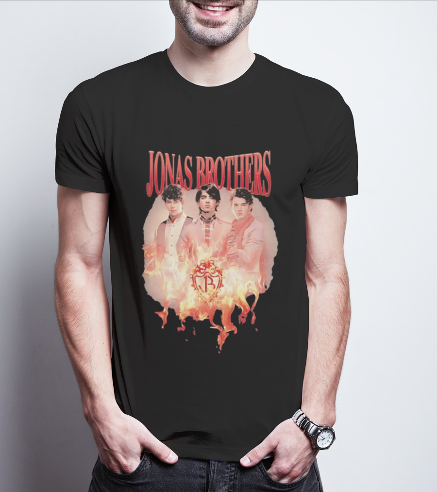 Jonas Brothers Fire Flame Trio Band Photography T-Shirt