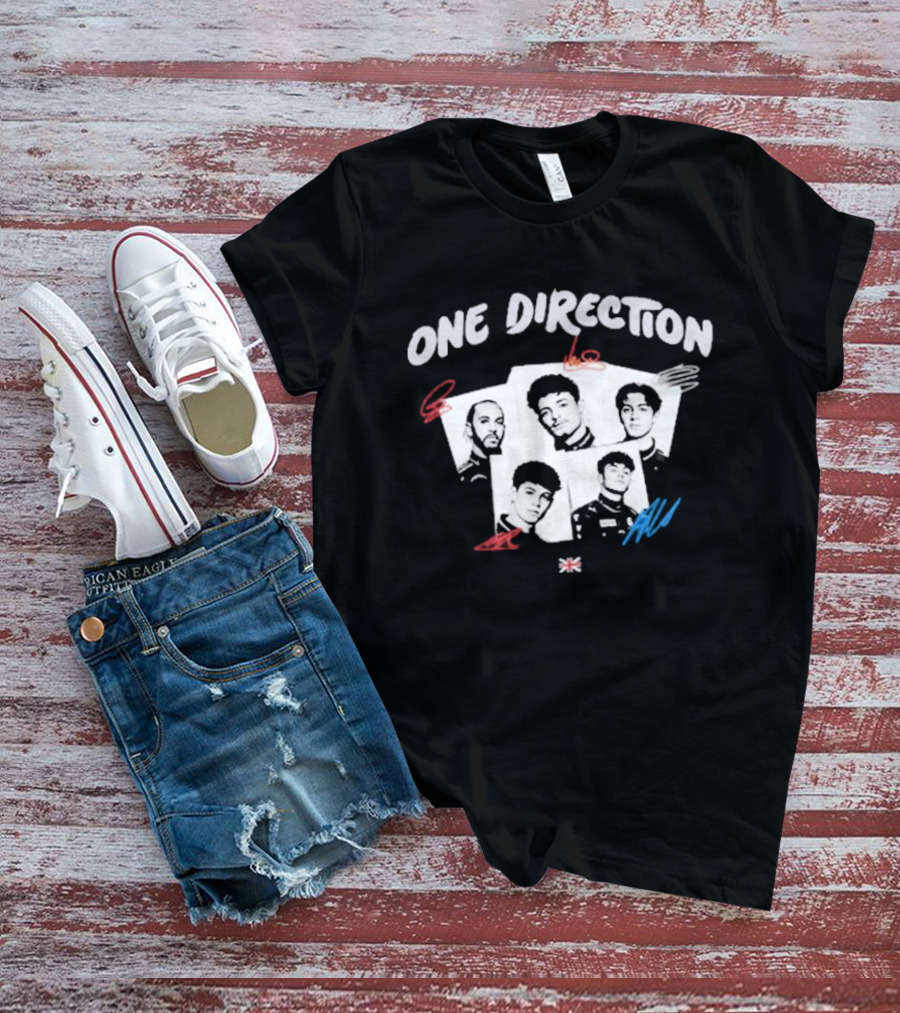 One Direction Band Portraits With Red And Blue Accents T-Shirt