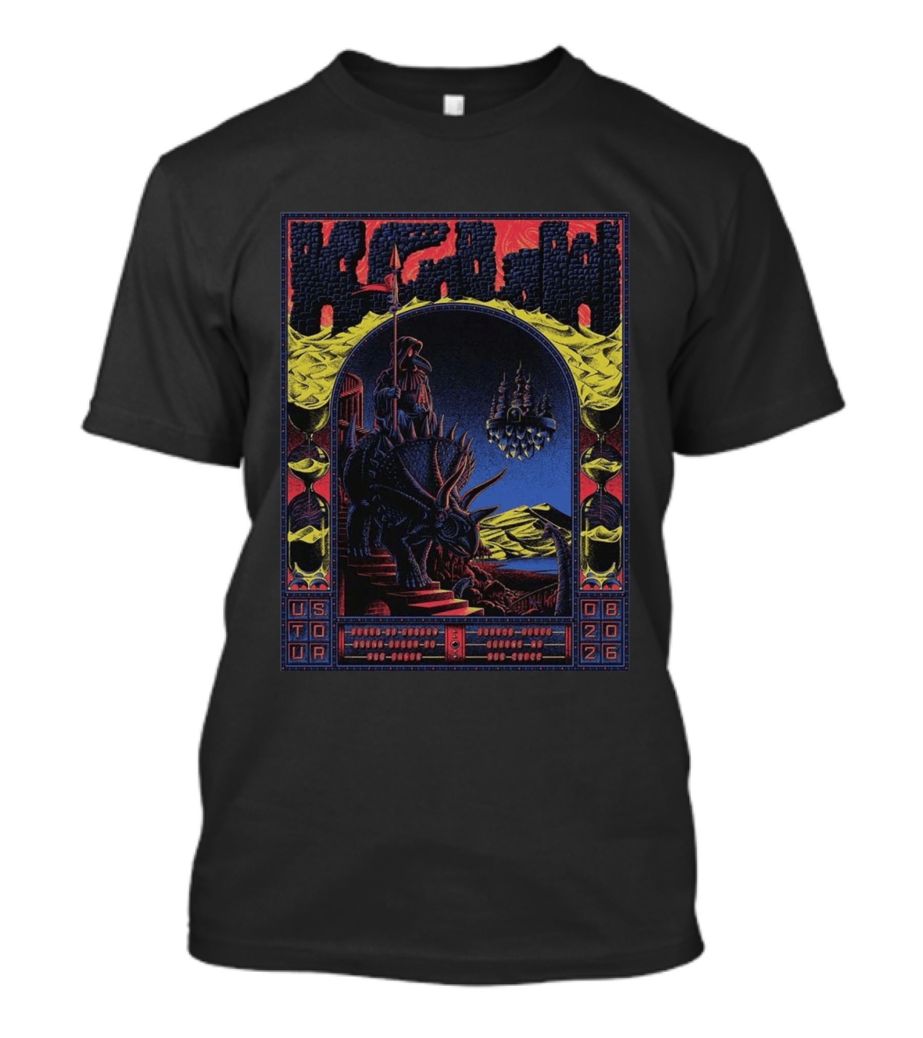 King Gizzard And The Lizard Wizard US Tour 2026 Dinosaur Knight Fantasy Bueno Vista Queens August T-Shirt