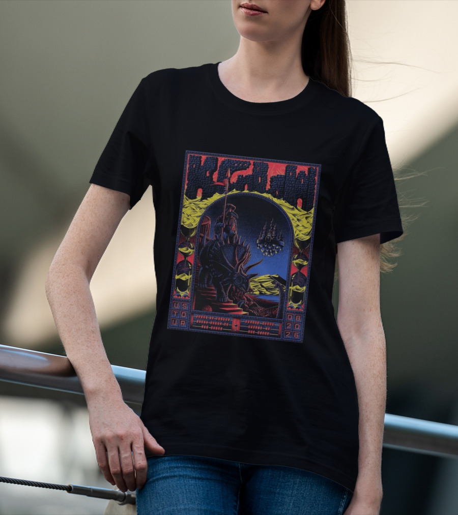 King Gizzard And The Lizard Wizard US Tour 2026 Dinosaur Knight Fantasy Bueno Vista Queens August T-Shirt