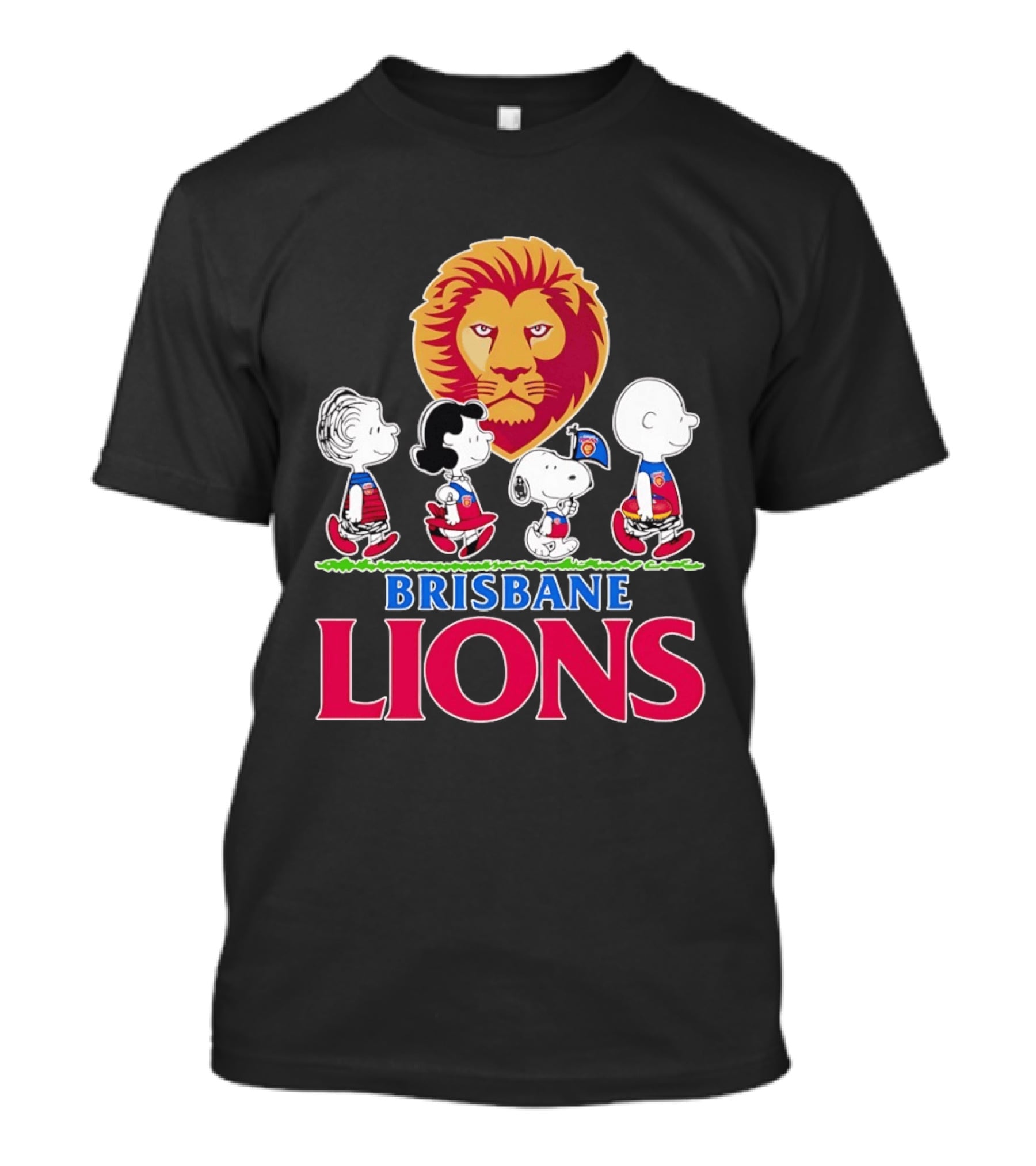 Brisbane Lions AFL Peanuts Snoopy Charlie Brown Lucy Schroeder T-Shirt