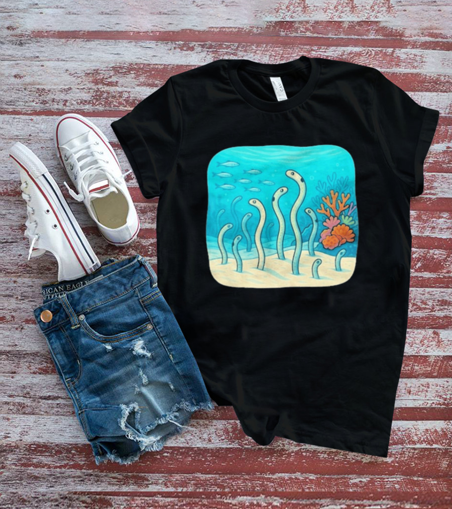 Garden Eels Reef Hawaii With Colorful Coral And Tropical Fish T-Shirt