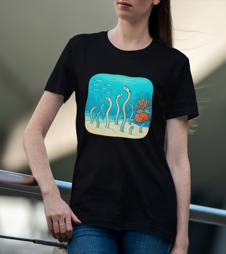 Garden Eels Reef Hawaii With Colorful Coral And Tropical Fish T-Shirt