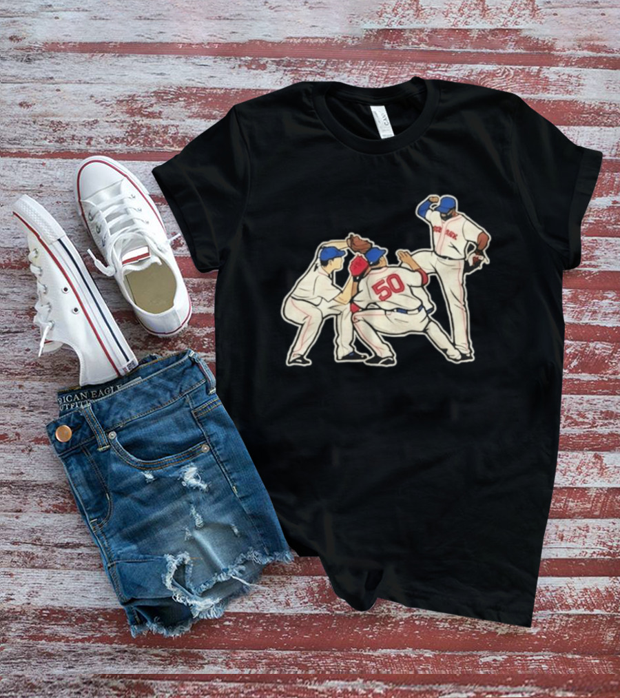 Red Sox Mookie Betts Jackie Bradley Jr Andrew Benintendi Win Dance Repeat Baseball Players Boston Team Celebration T-Shirt