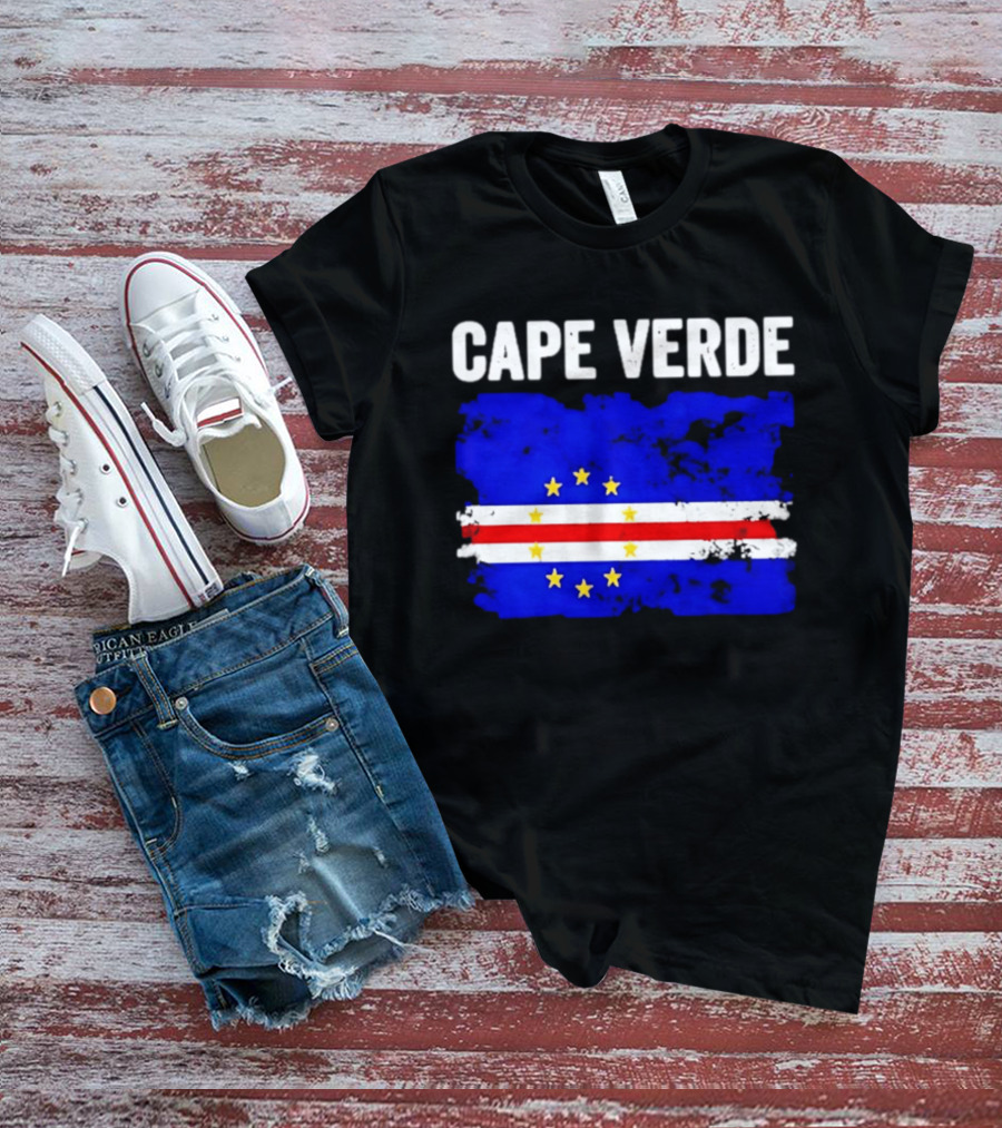 Cape Verde Distressed Flag Design Six Yellow Stars T-Shirt