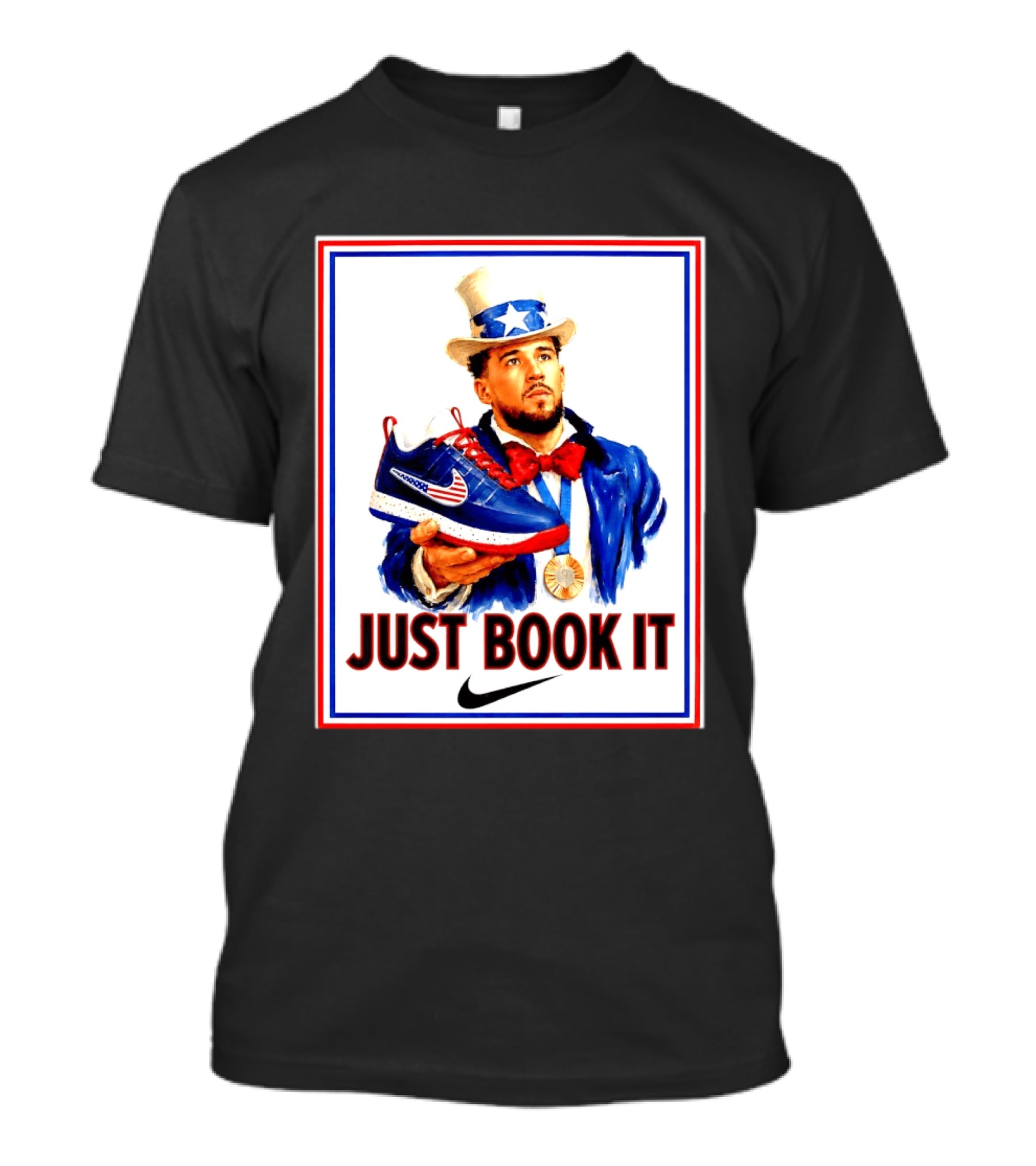 Just Book It Devin Booker Uncle Sam Gold Medal Nike Sneaker T-Shirt
