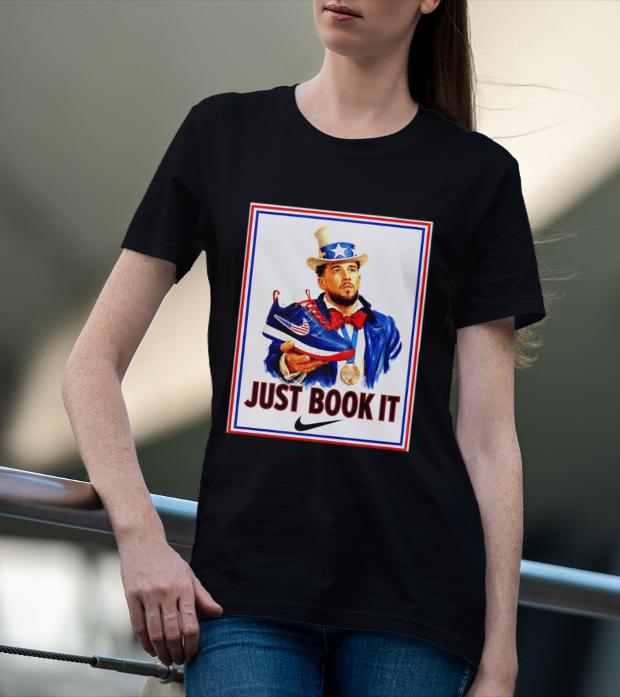 Just Book It Devin Booker Uncle Sam Gold Medal Nike Sneaker T-Shirt