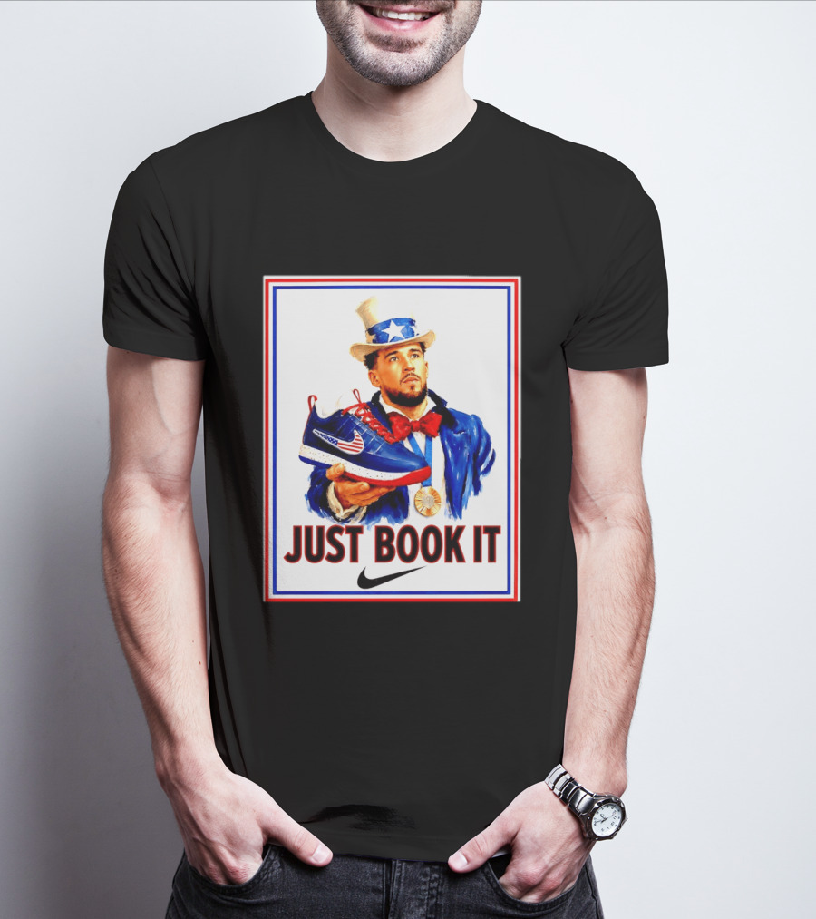 Just Book It Devin Booker Uncle Sam Gold Medal Nike Sneaker T-Shirt