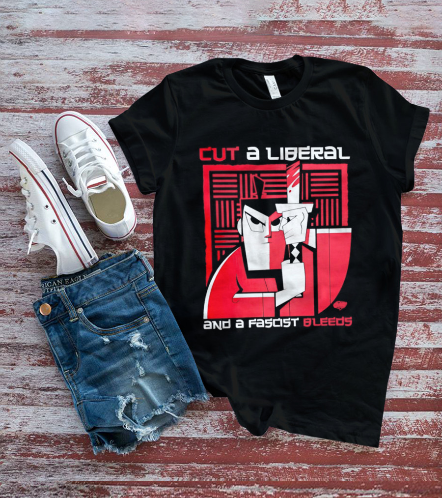 Samurai Jack Cut A Liberal And A Fascist Bleeds Political Art Image T-Shirt