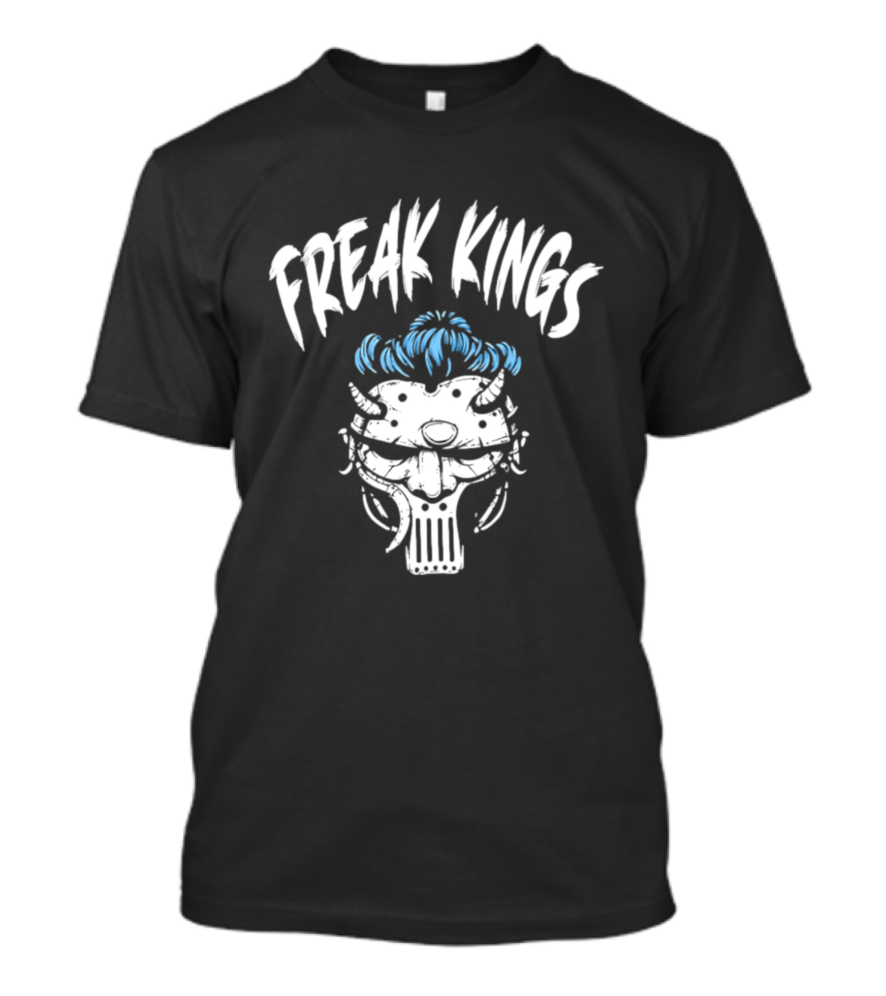 Freak Kings Horned Skull Blue Hair T-Shirt
