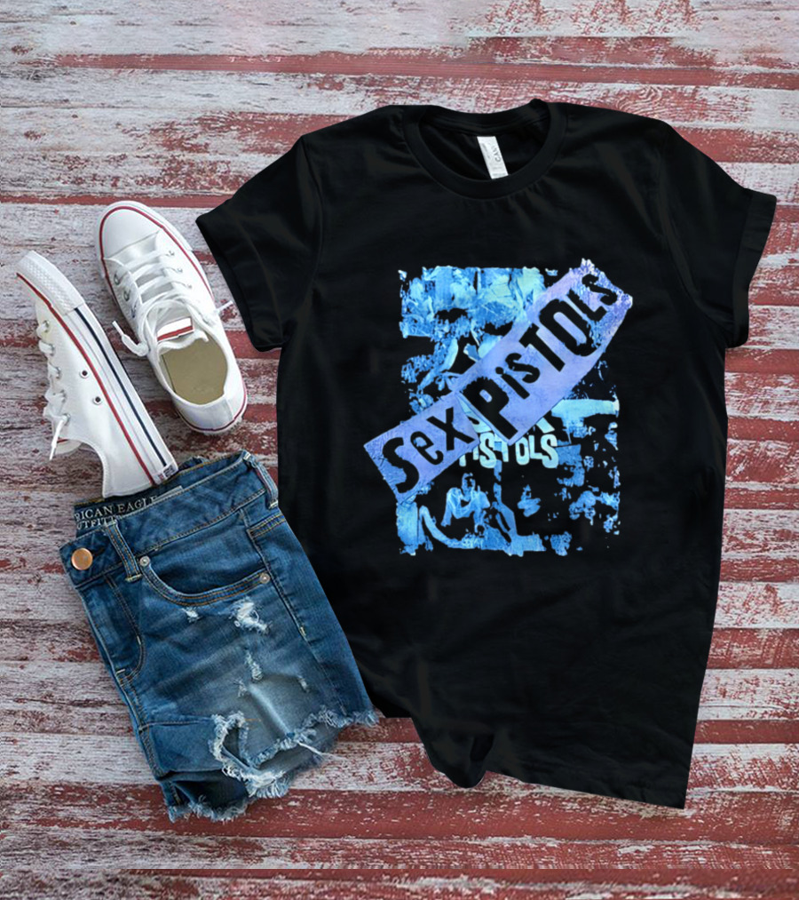 Sex Pistols Distressed Blue Photo Collage T-Shirt
