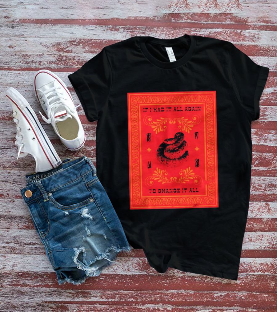 If I Had It All Again I'd Change It All Rattlesnake Western Red Bandana T-Shirt