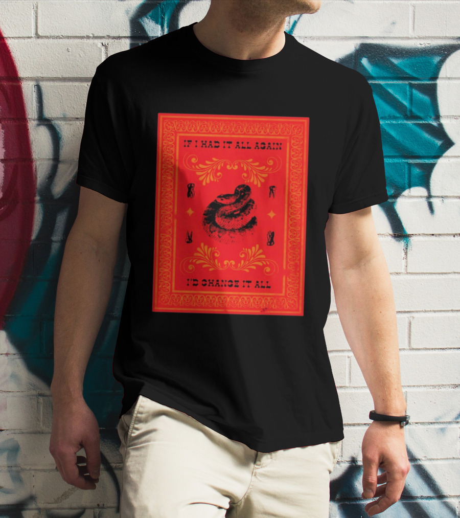 If I Had It All Again I'd Change It All Rattlesnake Western Red Bandana T-Shirt