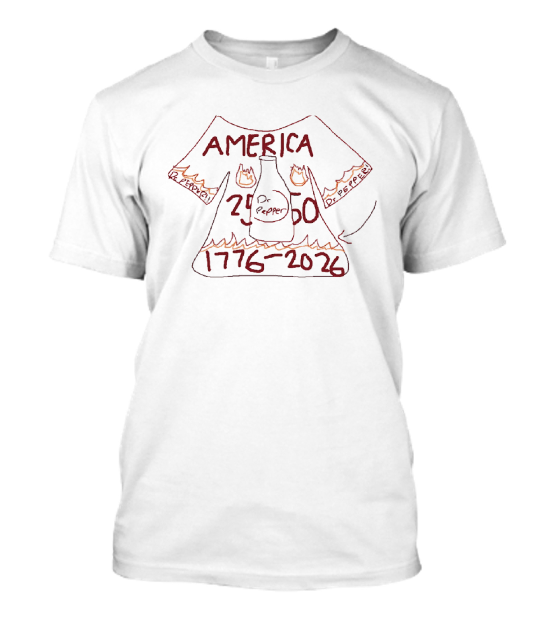 America Dr Pepper 1776 2026 Bottle Flames T-Shirt