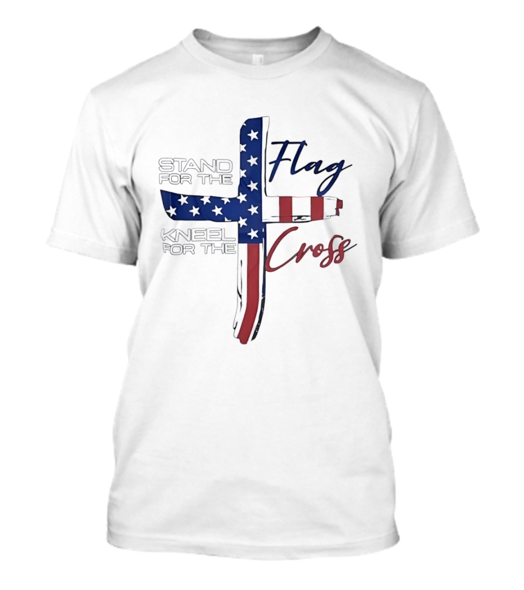 Stand For The Flag Kneel For The Cross USA Flag T-Shirt