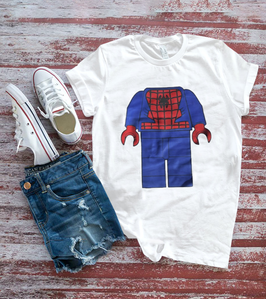 Lego Spider Man Minifigure Marvel Super Hero Iconic Costume Red And Blue Suit T-Shirt