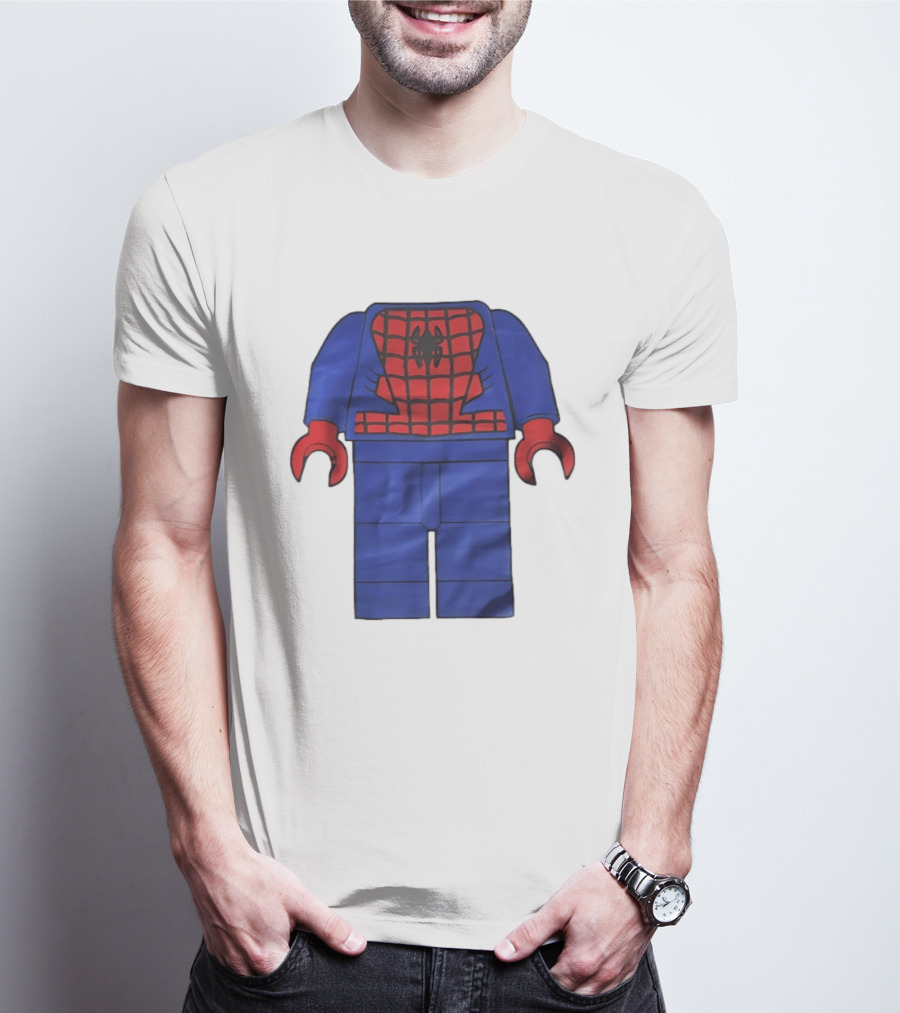 Lego Spider Man Minifigure Marvel Super Hero Iconic Costume Red And Blue Suit T-Shirt