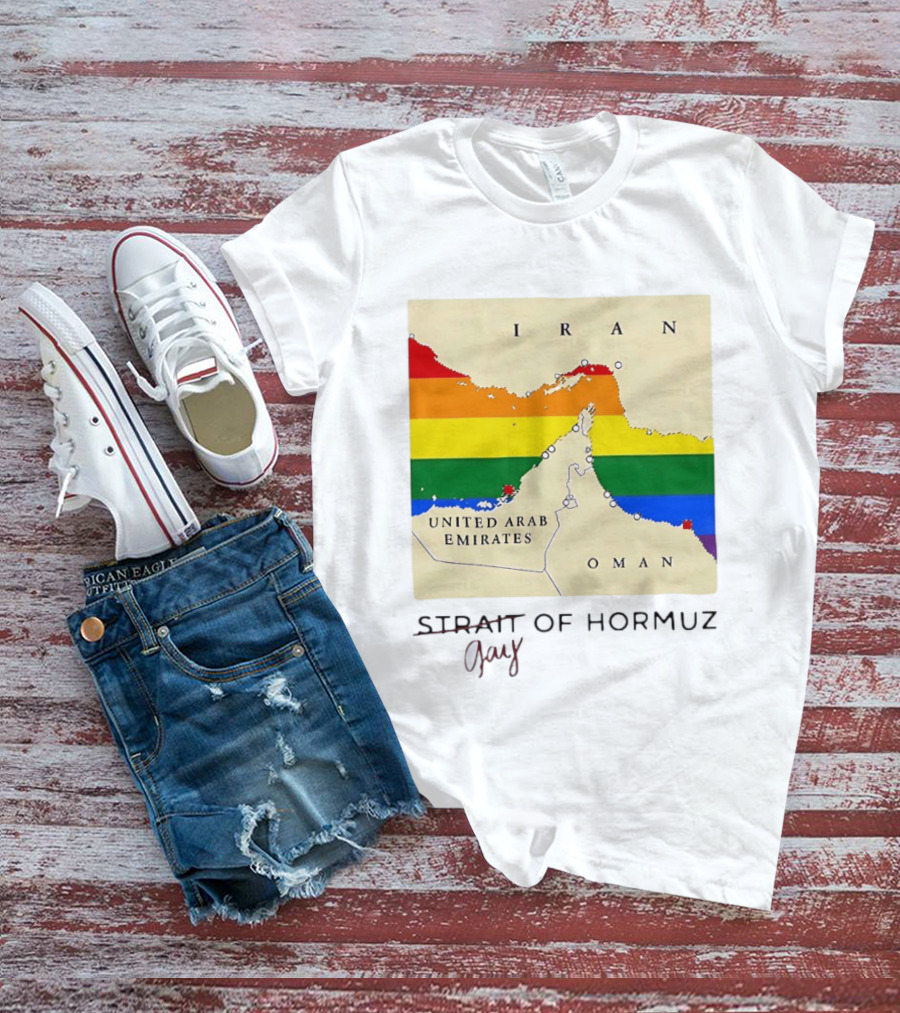 Strait Of Hormuz Map Pride Rainbow Gay Wordplay Pun T-Shirt