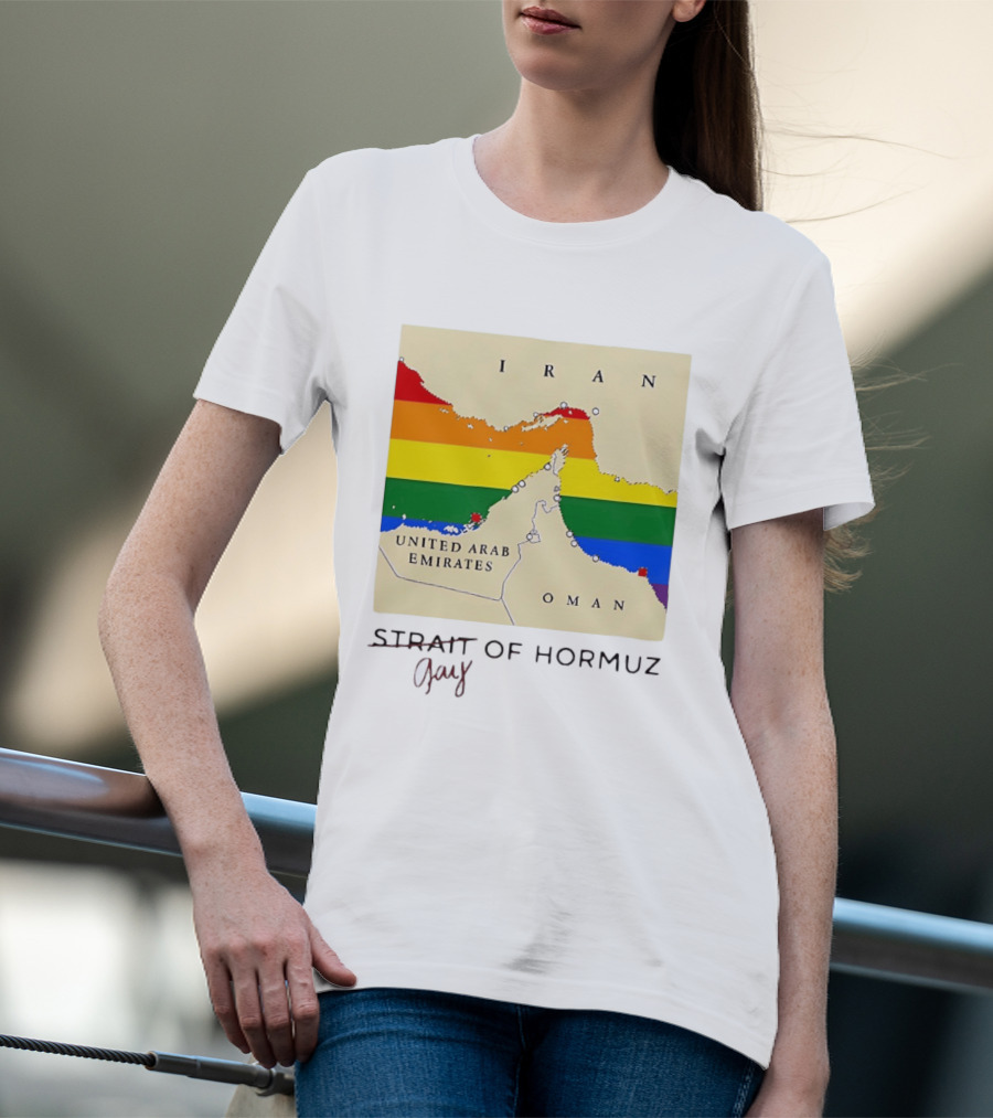 Strait Of Hormuz Map Pride Rainbow Gay Wordplay Pun T-Shirt
