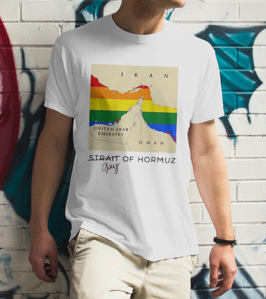 Strait Of Hormuz Map Pride Rainbow Gay Wordplay Pun T-Shirt
