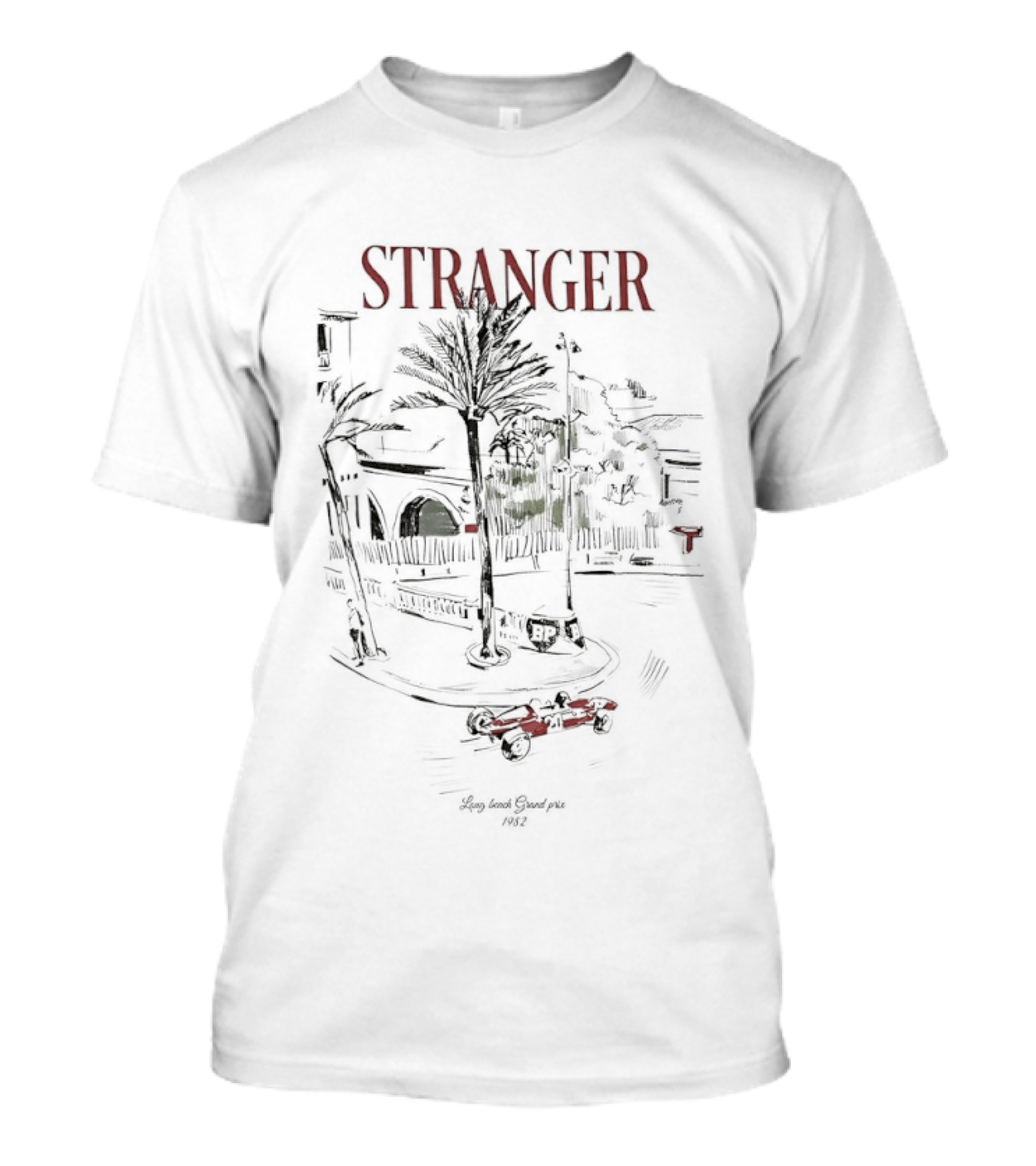 Stranger Long Beach Grand Prix 1982 Formula 1 Vintage Racing Palm Trees T-Shirt