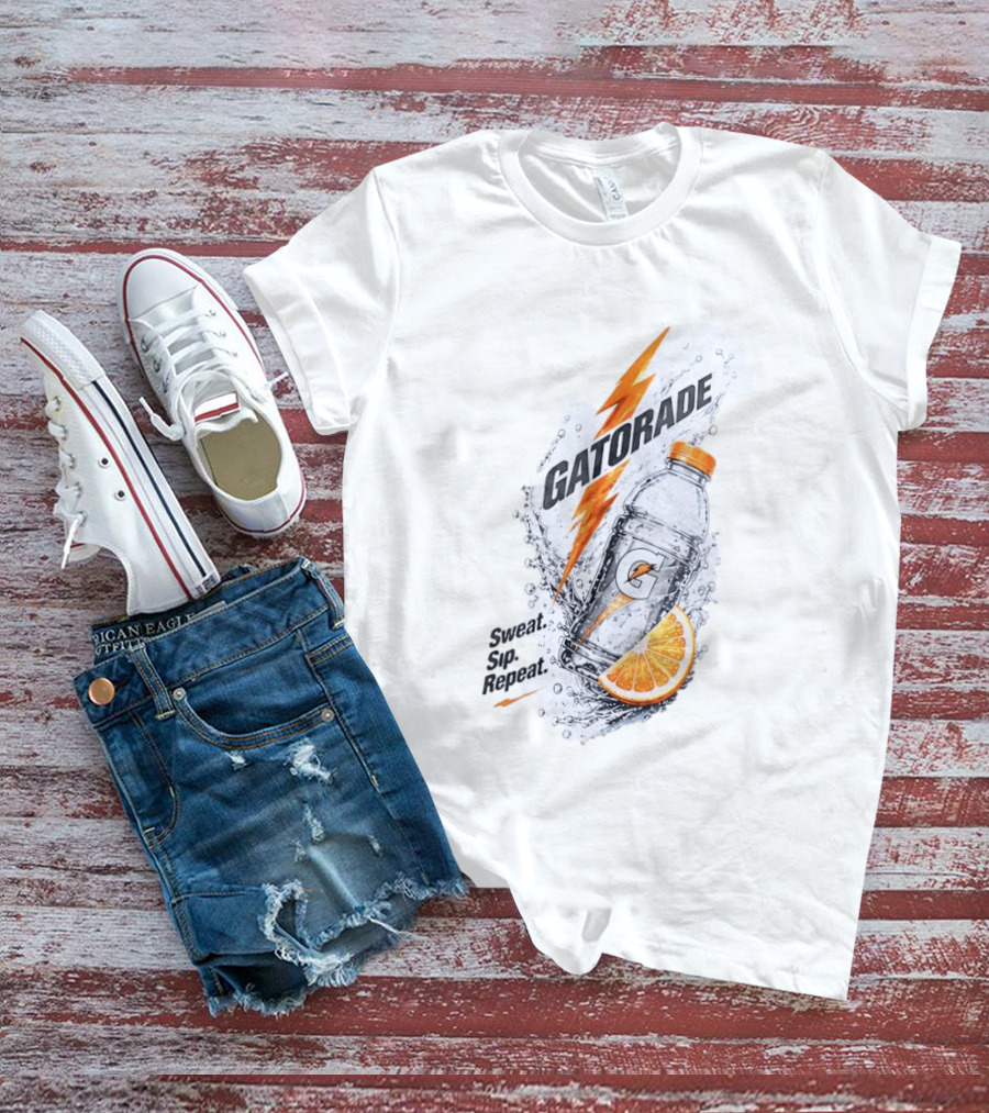 Gatorade Sweat Sip Repeat Lightning Bolt Orange Slice Bottle T-Shirt